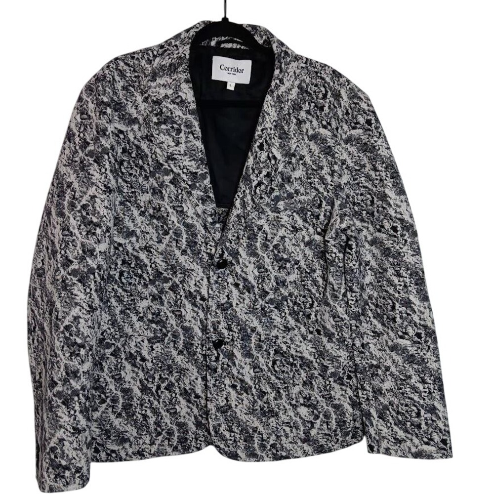 Corridor Blazer Jacket Mens Large Jacquard Pattern Modern Casual‎ Coat